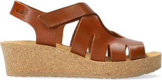 Mephisto Bruin leren sandaal voor dames - Extra breed - Dames - Sleehakken - Bruin - 36 EU - Leer - Schoenen