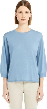 Max Mara Ronde hals knitwear - Dames - Ronde hals truien - Blauw - XL - Wol - Truien & Vesten