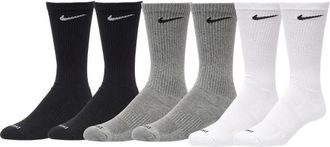 Nike Mens 6 Pack Everyday Plus Cushioned Socks - White/Gray/Black
