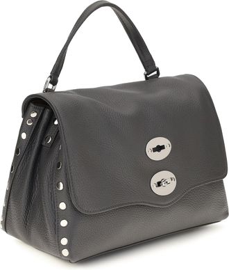 Zanellato Womens Postina Daily Handbag Small Grey Vulcano Calf Leather Bos Taurus Handbags Hand Bags