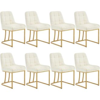 Woltu Set di 8 Sedie da Pranzo in Velluto Sedie da Cucina Moderne con Gambe in Metallo Dorato Sedie da Salotto per Soggiorno, Grigio Scuro