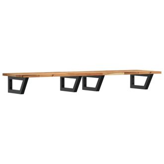 Berkfield Home Basin Shelf Wall Mounted Steel & Solid Wood Acacia in Brown