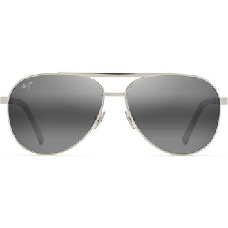 Maui Jim Seacliff 61mm Polarized Aviator Sunglasses in Silver/grey Gradient at Nordstrom