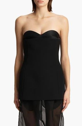 Khaite Ayla Strapless Satin Back Crepe Bustier Top in Black at Nordstrom Rack, Size 4