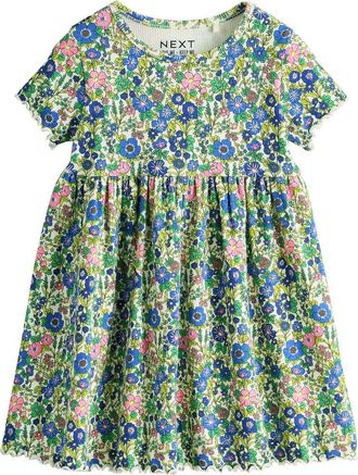 Next Kids Floral Ditsy Print Rib Dress in Blue at Nordstrom, Size 1.5-2Y