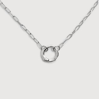 Monica Vinader Sterling Silver Oval Link Chain Charm Necklace