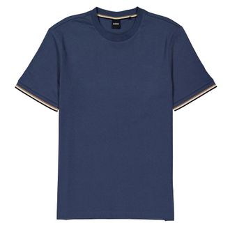 HUGO BOSS Thompson Stripe Cuffs Cotton-Jersey T-Shirt, Size Small