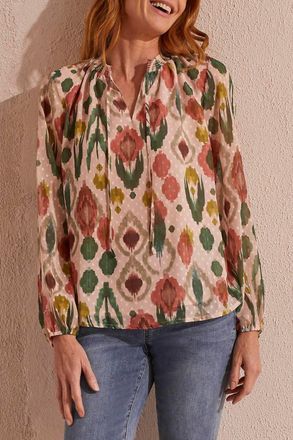 Tribal Puff Sleeve Blouse In Vine