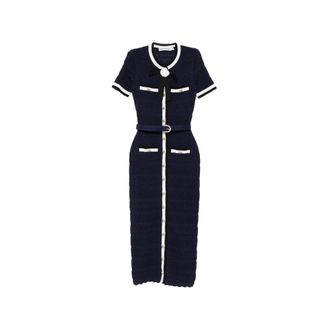 Self Portrait Belted Bow-detail Midi Dress
