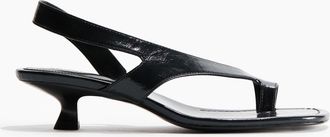 H&M Ledersandaletten mit Kitten Heel - Schwarz