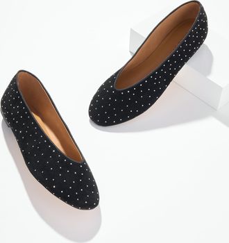 Talbots Vera Embellished Suede Ballet Flats - Black - 10 1/2 M Talbots
