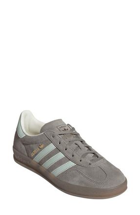 adidas Gazelle Indoor Sneaker in Silver Pebble/Green/Gum5 at Nordstrom, Size 10.5