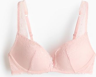 H&M B&uuml;gelloser Push-up-BH mit Spitze - Pink