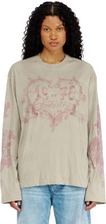 Diesel Cotton long-sleeve T-shirt with graphic print - T-Shirts - Woman - Multicolor