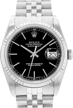 Rolex Pre-owned Rolex Datejust 36 Automatic Chronometer Black Dial Mens Watch 16234 BKSJ