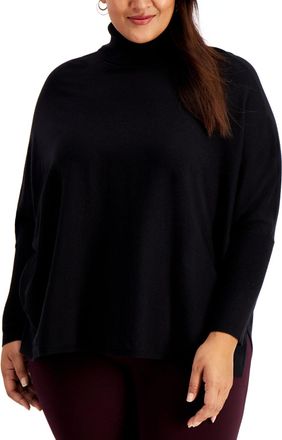 Alfani Plus Size Drop-Shoulder Turtleneck Sweater