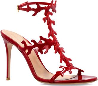Gianvito Rossi Red Cut-out Ankle-strap Heels