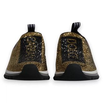 Dolce & Gabbana Mens Gold Rhinestones Sorrento Sneakers Shoes Black