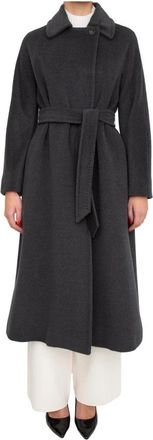 Max Mara Tenzone Coat - Dames - Jas met riem - Grijs - 2XL - Wol - Jassen