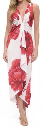 Ariella Deep V-Neck Maxi Dress In Red