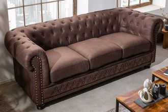 Global Interiors 3-Sitzer Sofa New Chesterfield - Vintage Braun