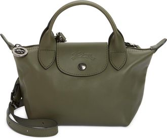Longchamp Extra Small Le Pliage Xtra Leather Top Handle Bag in Fir at Nordstrom