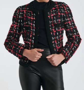 Weill Checked Tweed Jacket With Braid In Red