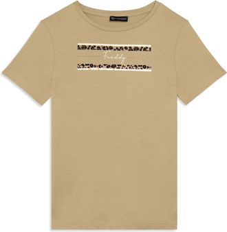 Freddy T-shirt Manica Corta con Dettagli Animalier e Borchie