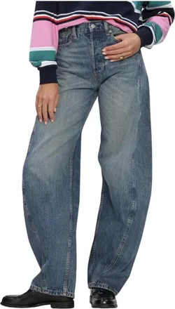 Tommy Jeans Jeans, Dames, Blauw, W28 L32, Katoen, Ella Mid Barrel Jeans