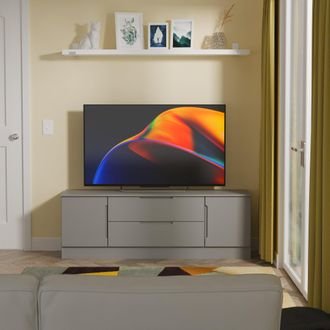 Lewis's Milan 2 Door 2 Drawer Superwide TV Unit in Dusk Grey - Ready Assembled - Lewiss Home | TJ Hughes