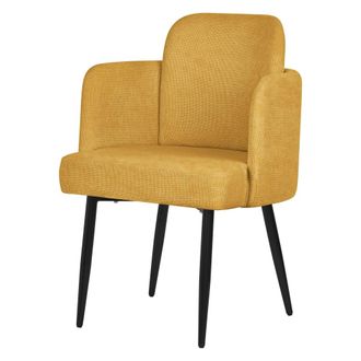 ML Design Silla de comedor con funda de tela mostaza con respaldo y reposabrazos