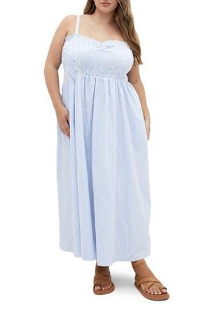 City Chic Vacation Stripe Sleeveless Maxi Dress in Blue Stripe at Nordstrom Rack, Size Xs/14W