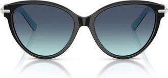 Tiffany & Co. 56mm Cat Eye Sunglasses in Black /Azure Gradient Blue at Nordstrom