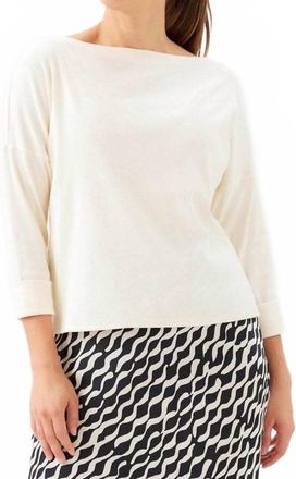 Karen Kane Ribbed Boatneck Top In Cream