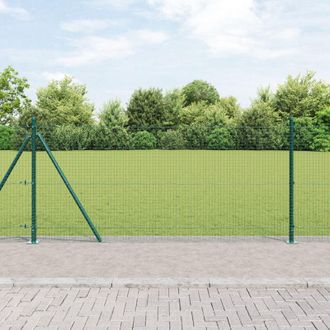 Berkfield Home Welded Wire Fence with 13 Flanged Posts Green 0.8x50 m Steel