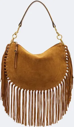 Isabel Marant Borsa a spalla Oskan Small in suede con frange