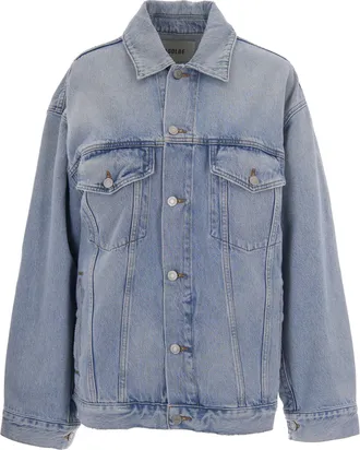 A Gold E Oversized Indigo Wash Denim Jacket with Classic Pocket Design