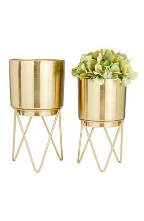 CosmoLiving by Cosmopolitan Goldtone Metal Modern Planter with Removable Stand - Set of 2 at Nordstrom Rack