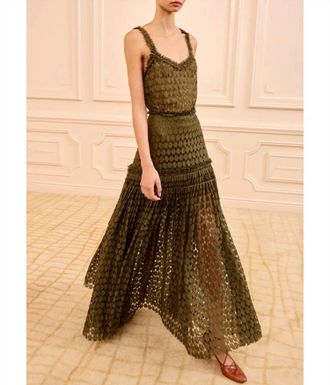 Ulla Johnson Aris Lace Maxi Skirt In Pine