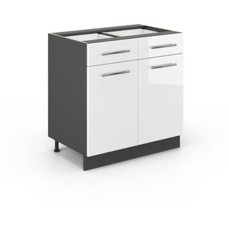 Vicco Mobiletto base per cucina Fame-Line, Bianco lucido, 80 cm senza piano di lavoro Vicco