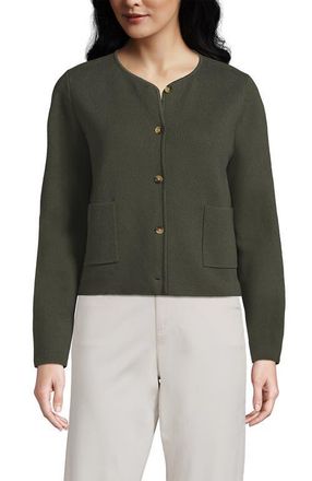 Lands End Fine Gauge Cotton Milano Blazer Sweater in Forest Moss at Nordstrom, Size Medium