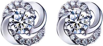 Generic Ladies Contracted Style Silver Plated Ear Studs Earrings Piercing Jewellery Gift Silver Fashion Processing