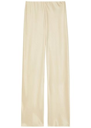 Vince Fluid Straight-leg Satin Trousers - Off White - XL (UK16 / XL)