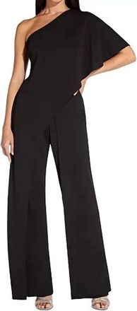 Adrianna Papell One Shoulder Dress Like Jumpsuit In Black