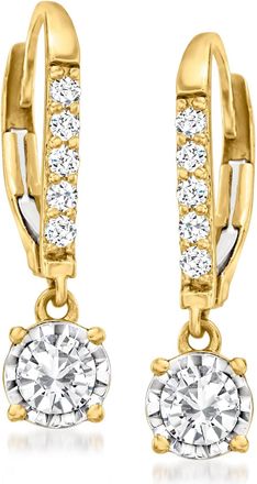 Ross-Simons Diamond Drop Earrings in 14kt Yellow Gold