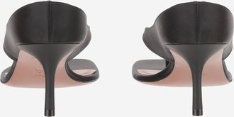 Amina Muaddi Womens Satin Sandals Alexandra Black Leather