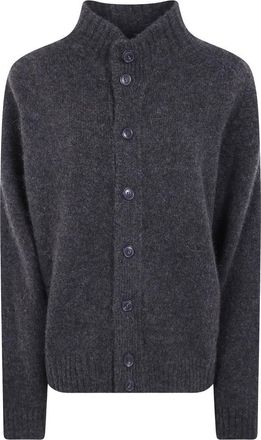 FILIPPO DE LAURENTIIS Cardigan met ronde hals - Heren - Vesten - Grijs - M - Truien & Vesten