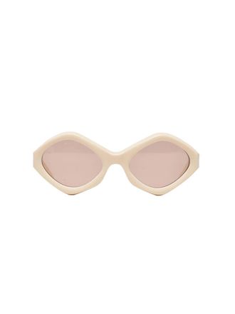 Kiko Kostadinov Beige Elongated Oval Acetate Sunglasses
