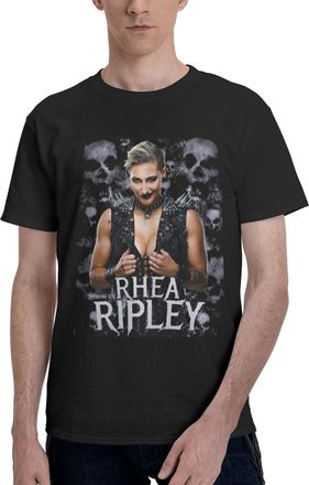 Generic Mens Mami Star Ripley Wrestler Rhea Cotton T-Shirts Classic Crewneck Short Sleeves Simple&Versatile Daily Commute Essential Black XL