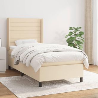 vidaXL Vidaxl - Cama Box Spring Con Colch&oacute;n Tela Color Crema 90x200 Cm